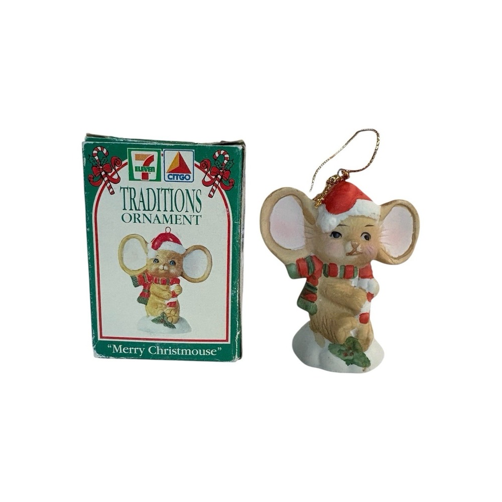 Vintage 7-11/CITGO Traditions Christmas Ornaments 1993 "Merry Christmouse"